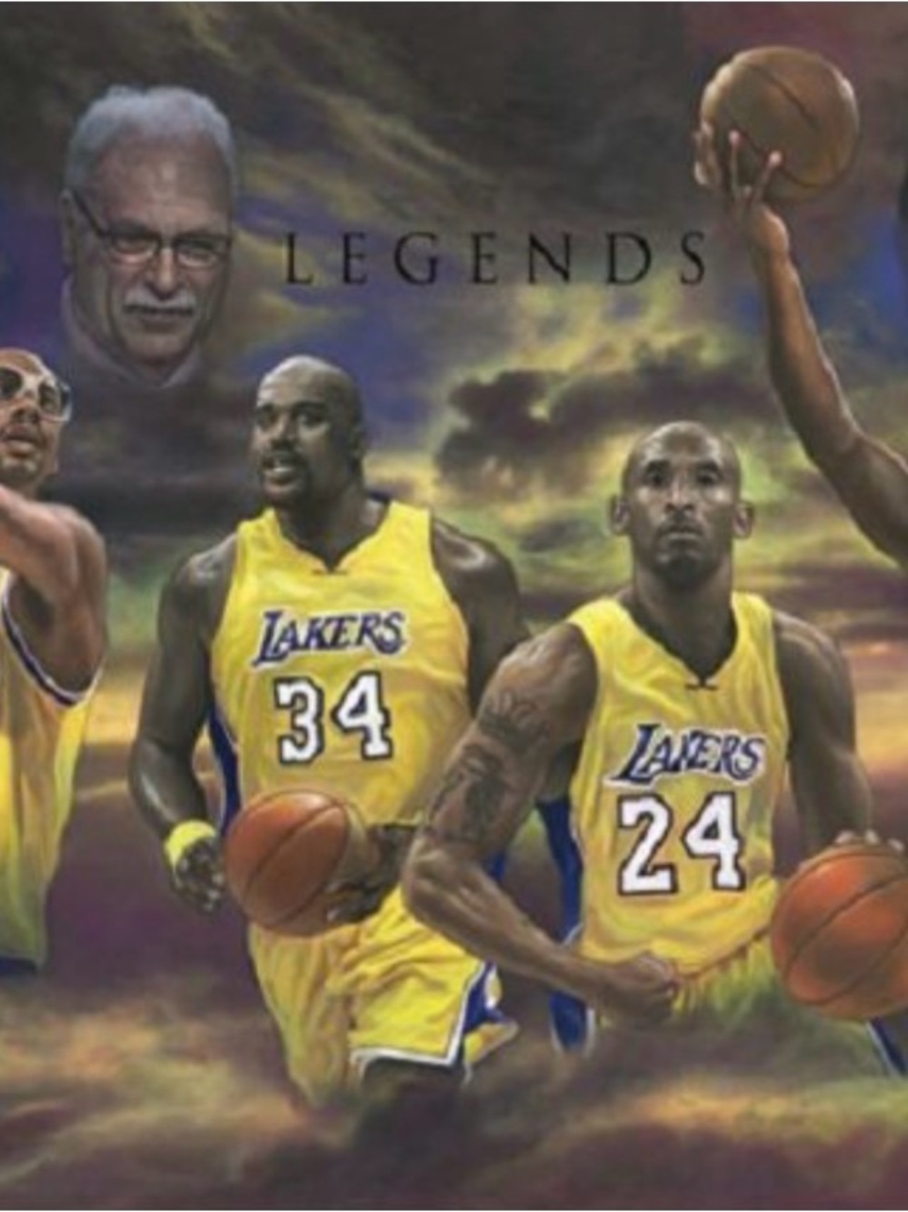 Legends Lakers Yellow Basketball Poster